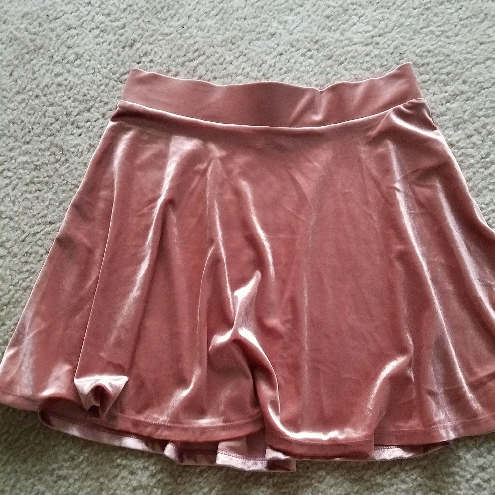 Pink Velvet Skater Skirt
